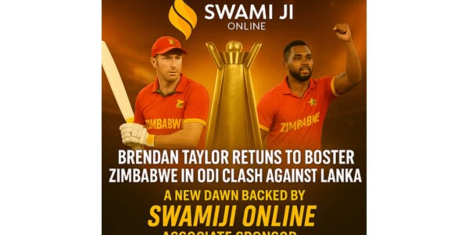 Brendan Taylor Returns for Zimbabwe in ODI Clash With Sri Lanka; Series Sponsored by Swamiji Online
