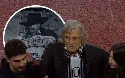 „Mărgelatu”, în peluza U Cluj Coregrafie specială a fanilor Universității pentru Florin Piersic » Actorul,  prezent la Derby-ul Clujului