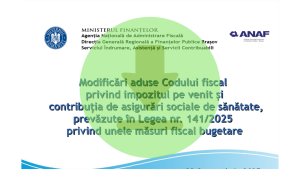 ANAF detaliază schimbările aduse Codului Fiscal: impozitele pe dividende și dobânzi, precum și noile reglementări CASS. Descărcați ghidul PDF referitor la Legea 141/2025.