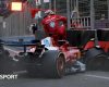 Ferrari's Charles Leclerc climbs out of his car after crashing into the barriers during qualifying for the Azerbaijan Grand Prix