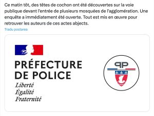 Scene șocante: capete de porc descoperite în fața mai multor moschei din apropierea Parisuluiea noastră”