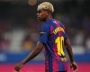BARCELONA, SPAIN - AUGUST 10: Lamine Yamal of FC Barcelona looks on during the Joan Gamper Trophy match between FC Barcelona and Como1907 at Estadi Johan Cruyff on August 10, 2025 in Barcelona, Spain. (Photo by Alex Caparros/Getty Images)