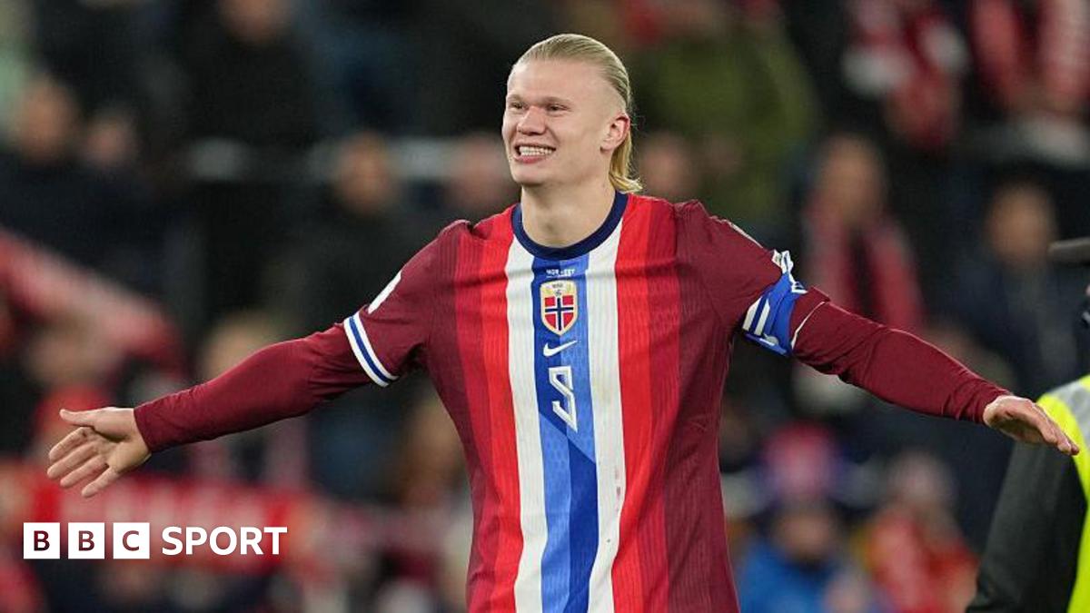 Erling Haaland celebrates a goal against Estonia