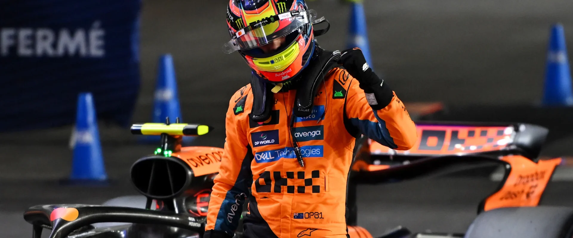 LUSAIL CITY, QATAR - NOVEMBER 29: Pole position qualifier Oscar Piastri of Australia and McLaren