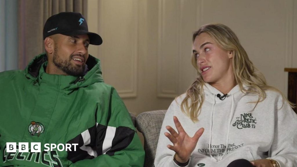 Nick Kyrgios and Aryna Sabalenka talk to each other in a recent BBC interview