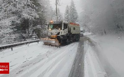Ninge viscolit în munți: DRDP Craiova intervine cu utilaje, Oltenia sub cod galben de ninsori și vânt | Video
