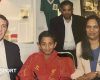 Vimal Yoganathan alongside Brendan Rodgers when he signed for the academy at Liverpool