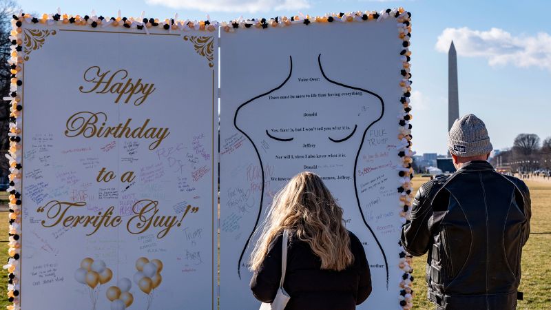 10-foot-tall replica of Trump’s alleged birthday message to Epstein appears on National Mall