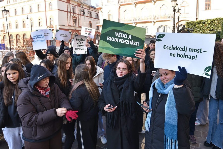 Elevi din Oradea ies în stradă pentru un mediu mai curat, indiferent de temperaturile geroase Clădirea Teatrului din Oradea a fost, marți dimineață, scena unui protest neașteptat, organizat de peste 200 de liceeni deciși să atragă atenția asupra problemelor legate de poluare și de protecția mediului înconjurător