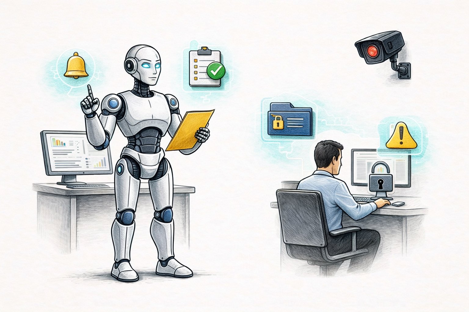 Noua realitate a muncii: Inteligența artificială, între asistent și supraveghetor Inteligența artificială (AI) își face loc tot mai mult în mediul de lucru, promițând o productivitate sporită pentru companii