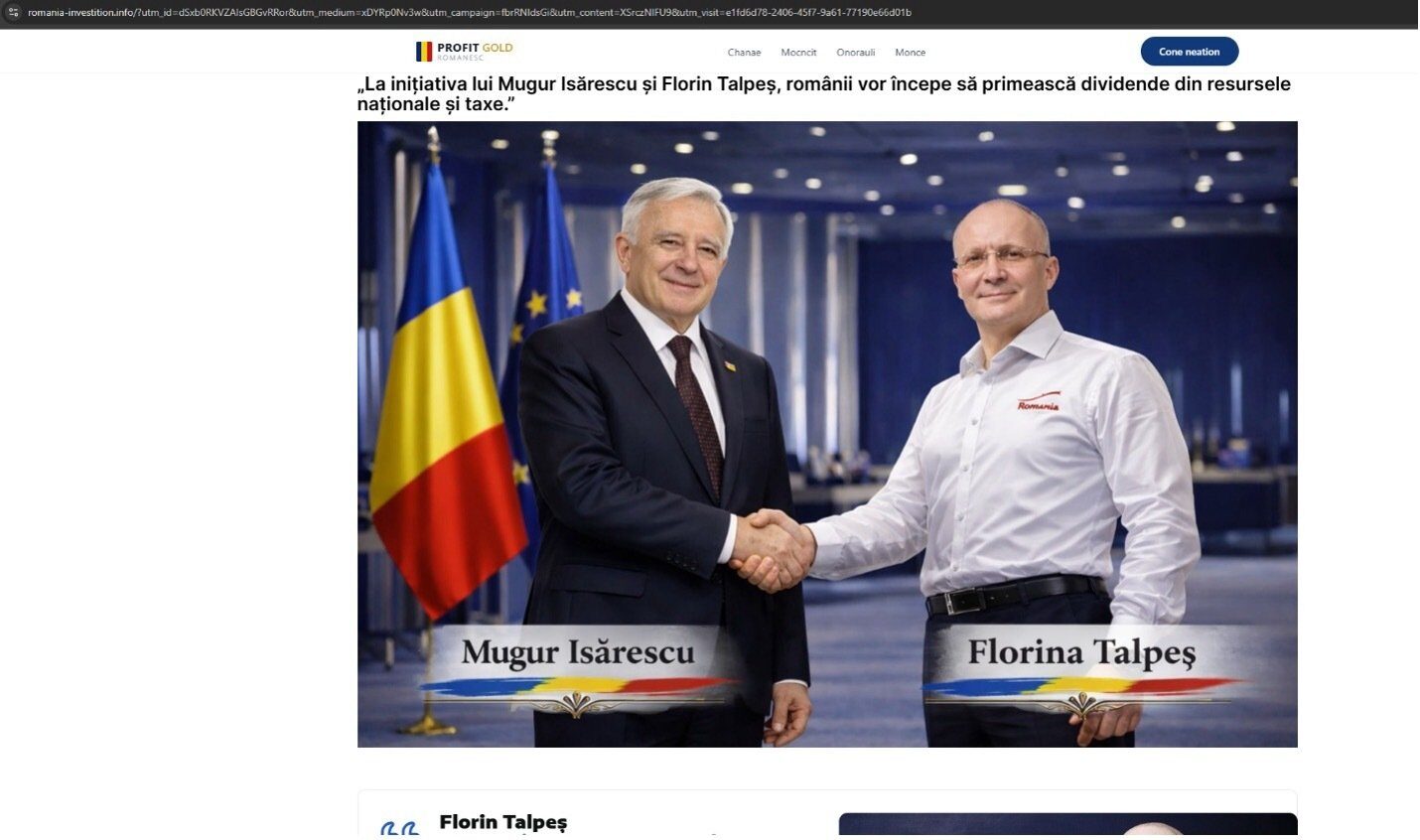 Avertisment: Nouă înșelătorie online exploatează imaginea lui Mugur Isărescu și Bitdefender O nouă campanie frauduloasă vizează românii, folosind imaginea guvernatorului Băncii Naționale a României, Mugur Isărescu, și a companiei Bitdefender pentru a convinge utilizatorii să investească în proiecte fictive