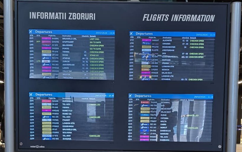 Zboruri anulate dinspre și către Orientul Mijlociu, ca urmare a evenimentelor recente Compania Națională Aeroporturi București (CNAB) a anunțat că, joi, 23 de curse aeriene cu plecare sau sosire pe aeroporturile din Israel, Siria, Qatar și Dubai au fost anulate