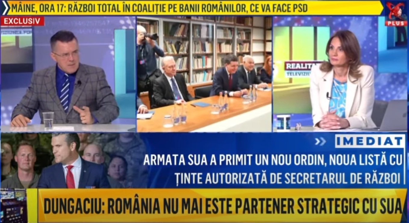 Dungaciu (AUR) critică cererea SUA privind avioanele de la Kogălniceanu Dan Dungaciu, considerat al doilea om în ierarhia partidului extremist AUR, a exprimat critici la adresa Statelor Unite ale Americii, marți seară, în cadrul emisiunii unei televiziuni care a promovat în trecut formațiunea politică