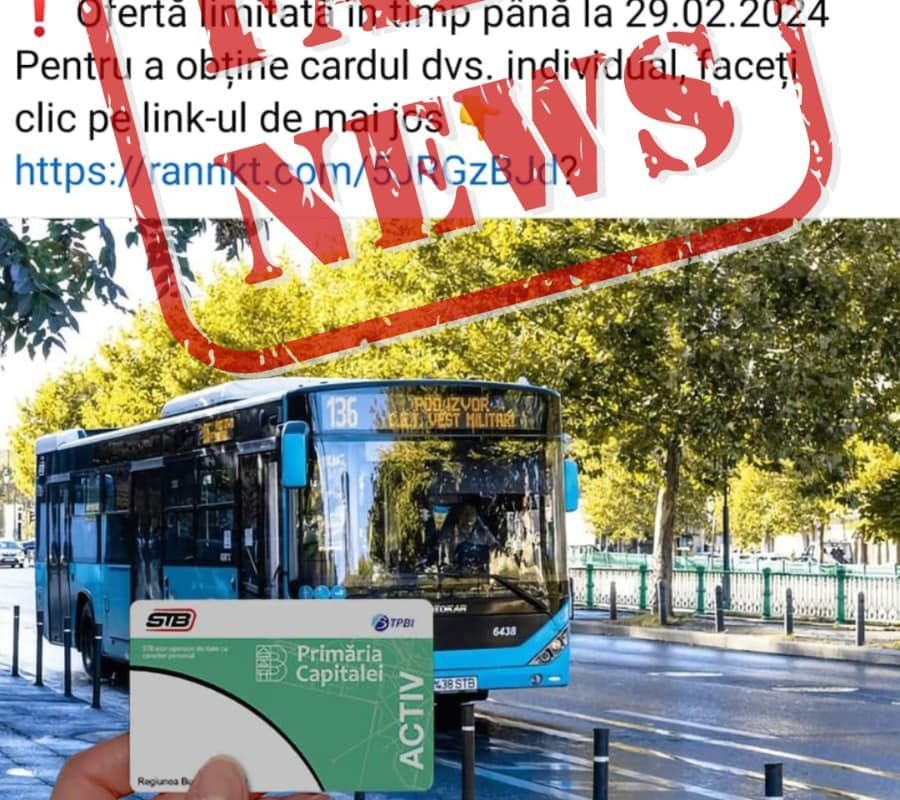 Avertisment STB: Atenție la tentativele de înșelătorie online Compania de Transport București (STB) avertizează călătorii cu privire la campanii false, promovate în mediul online în numele companiei