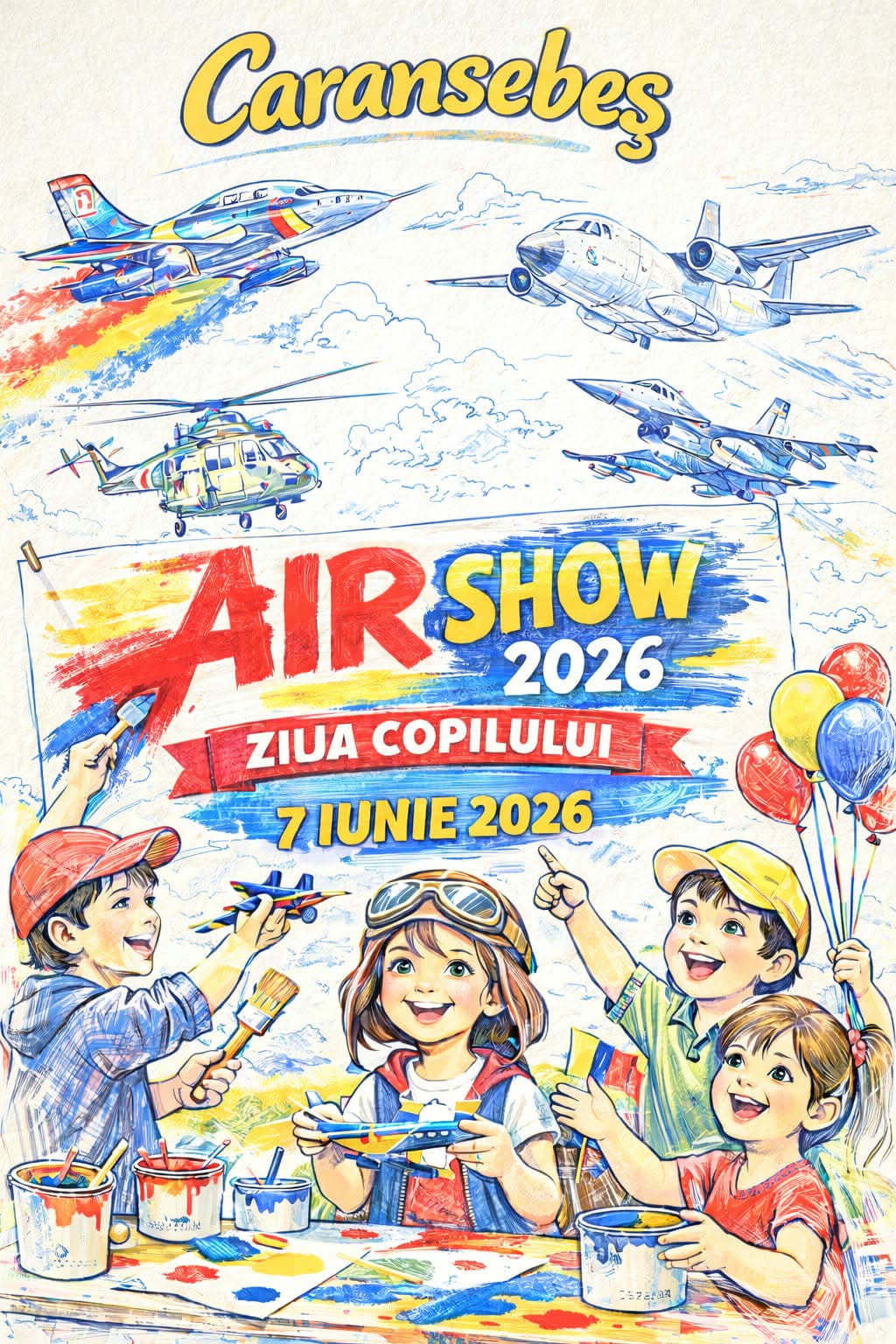 Micii artiști, pe urmele piloților: Concurs de desen cu zbor la Aeroclub