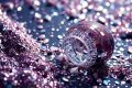 An extreme close-up photograph of shimmering sequins and shattered glass, capturing the glitz and energy of a music festival.