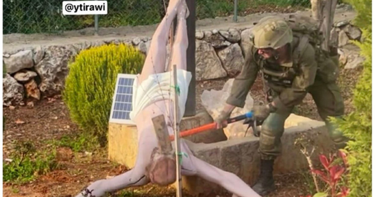 Soldat ISRAELIAN, gest șocant: Distruge o statuie cu IISUS în Liban. Armata recunoaște