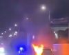 Mașină de poliție, incendiu în trafic: Sindicatul acuză mentenanța proastă, igpr reacționează