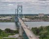 The Ambassador Bridge has lost its spot as the busiest U.S.-Canada trade corridor