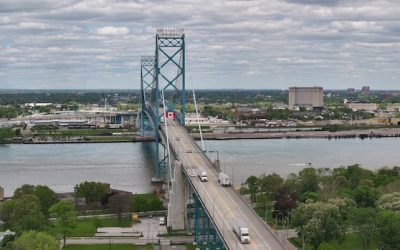 The Ambassador Bridge has lost its spot as the busiest U.S.-Canada trade corridor