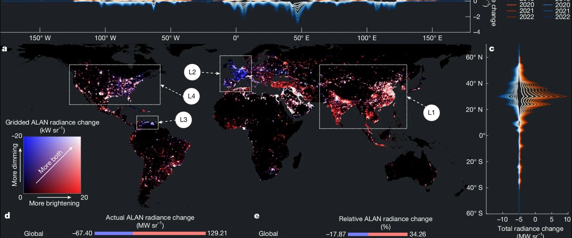 Poluarea luminoasă: Creștere globală de 16% în 9 ani, efecte inegale