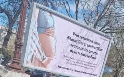 Panouri FALSE despre cezariană în București: USR cere aviz medical pentru reclame