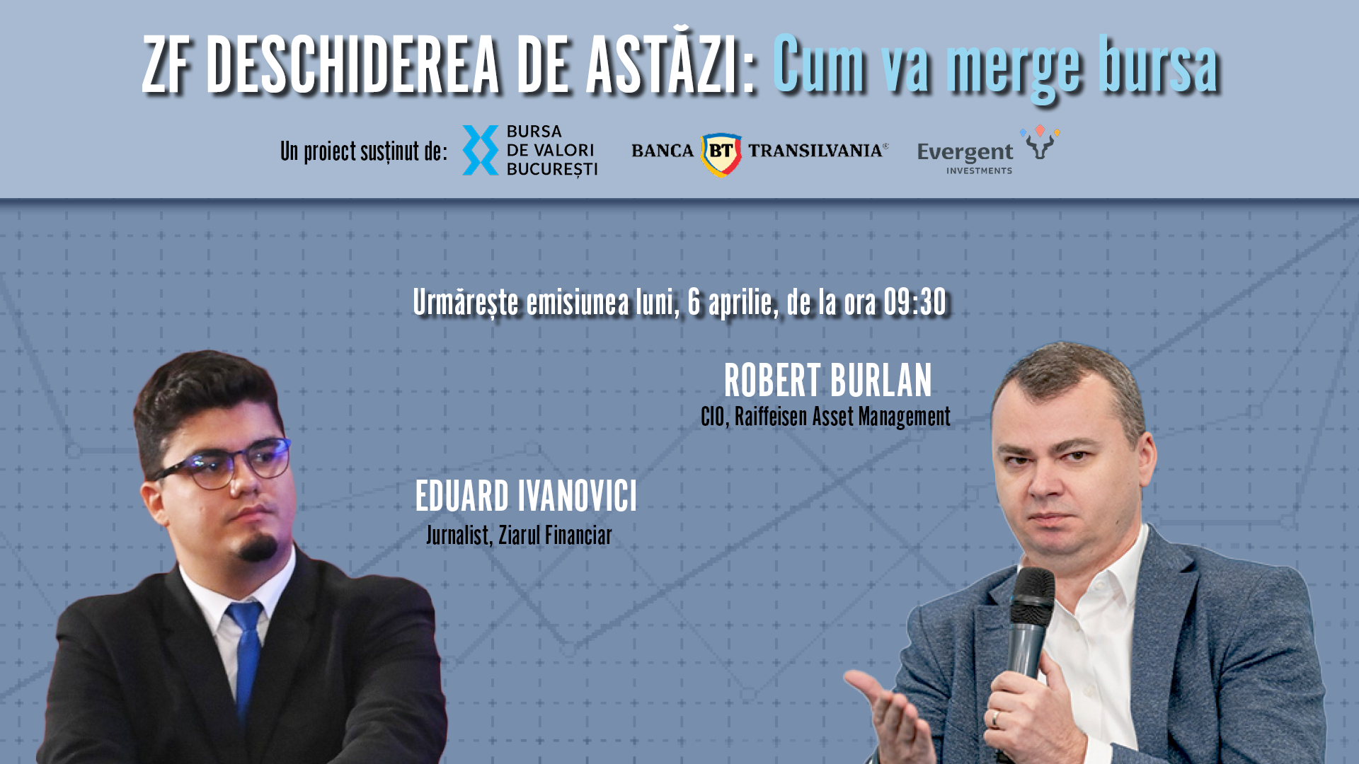 O primă analiză a pieței de capital va fi prezentată luni, 6 aprilie 2026, la ora 09:30, de către EXPERTUL în investiții ROBERT BURLAN, director de investiții la RAFFEISEN Asset Management