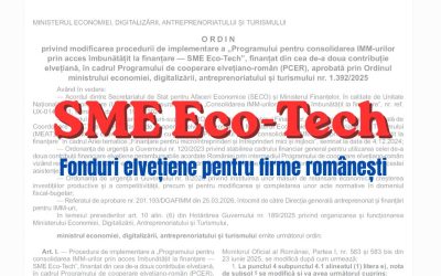 Fonduri elvețiene de 288 milioane lei pentru firmele SME. Schimbări înainte de lansare