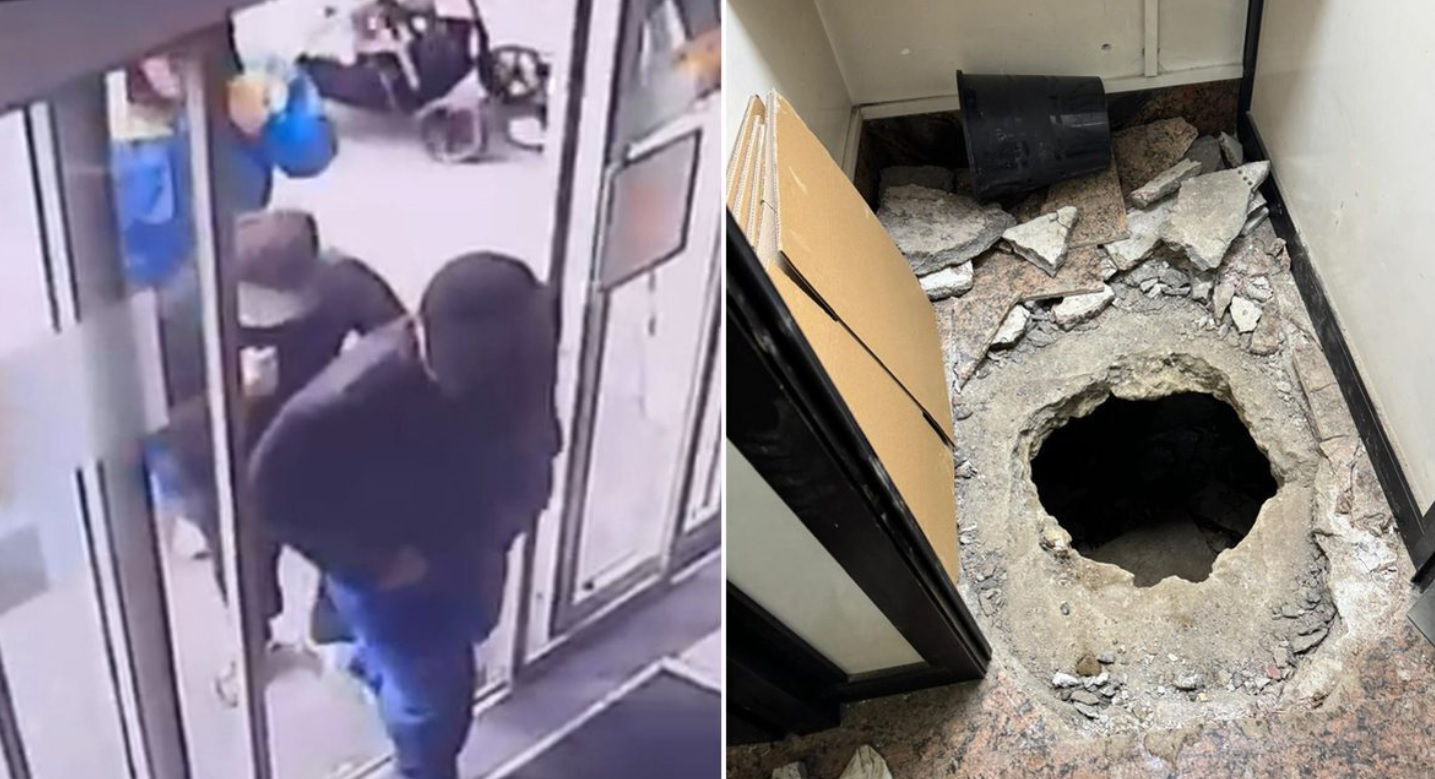 Jaf ca-n filme la Napoli: Hoții au golit o bancă prin canalizare