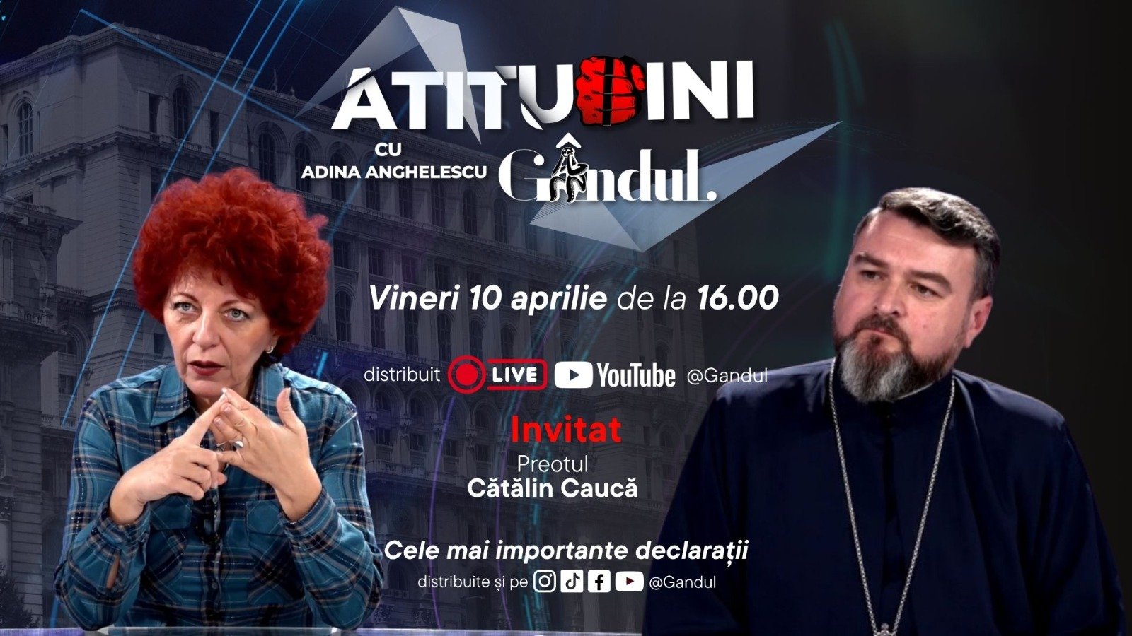„Atitudini cu Adina Anghelescu” revine pe micile ecrane vineri, 10 aprilie, la ora 16:00, cu o nouă ediție live
