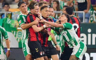 Bournemouth's Alex Scott and Real Betis' Antony were sent off after a clash during their pre-season friendly