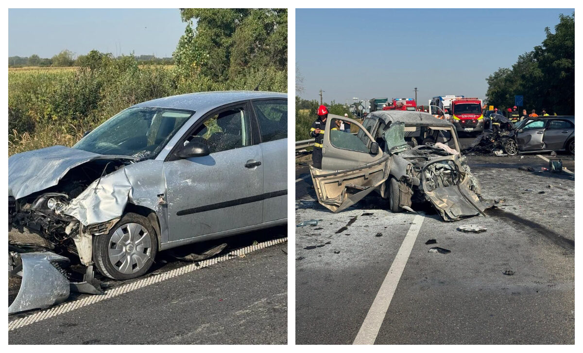 Timiș: Accident mortal cu 3 mașini, un bărbat a murit