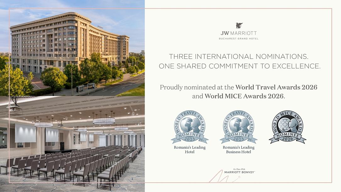 JW Marriott București, dublu nominalizat la premii internaționale