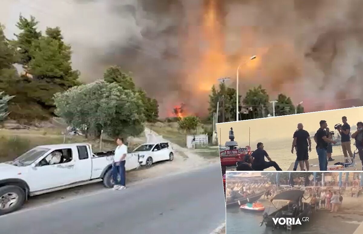 Halkidiki în flăcări: Evacuări masive, turiștii români fug din calea focului