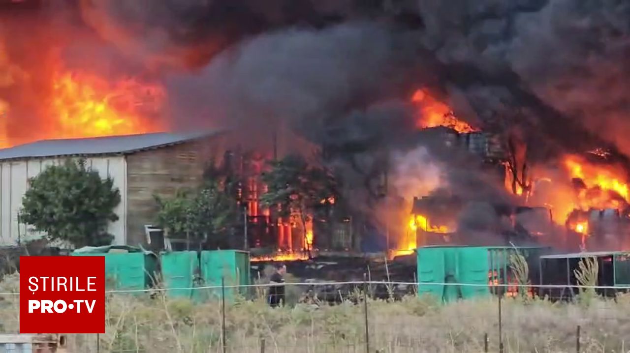Incendiu masiv la Lumina: RO-Alert pentru fumul dens de la centrul de plastic