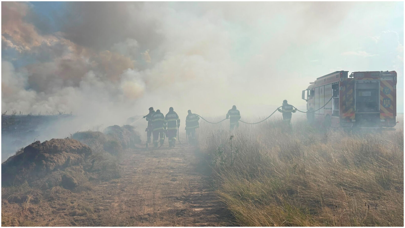 Sibiu: Incendiu vegetație pe Valea Avrigului, pompierii luptă cu flăcările