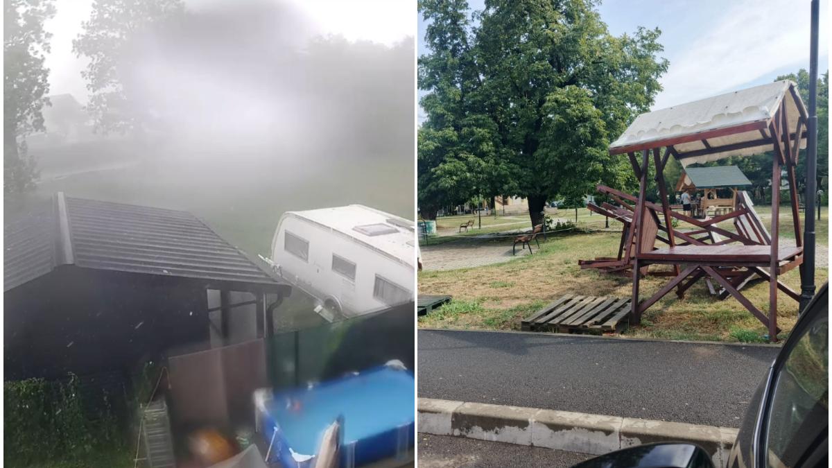 Furtună devastatoare în Maramureș: Copaci doborâți, tarabe luate de vânt