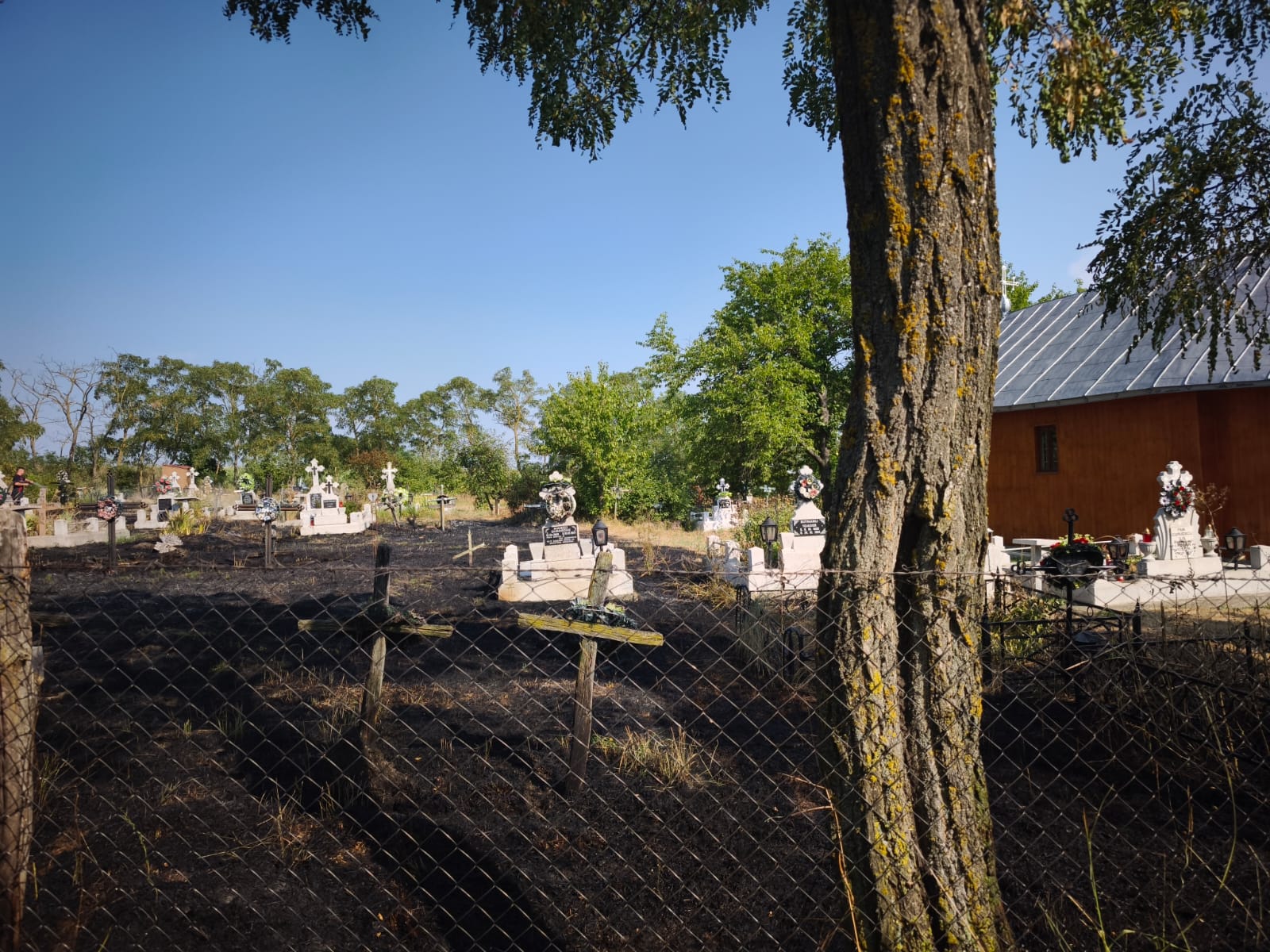 Botoșani: Cimitir în flăcări din cauza unei lumânări nesupravegheate