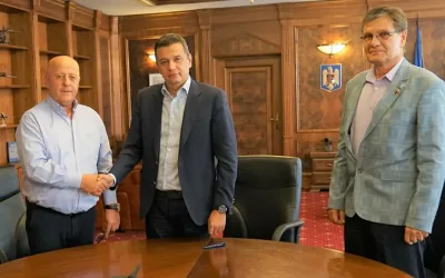 Baronul PSD de Tulcea, Horia Teodorescu, alături de Grindeanu și de șeful aeroportului, Stoian Vâlcov